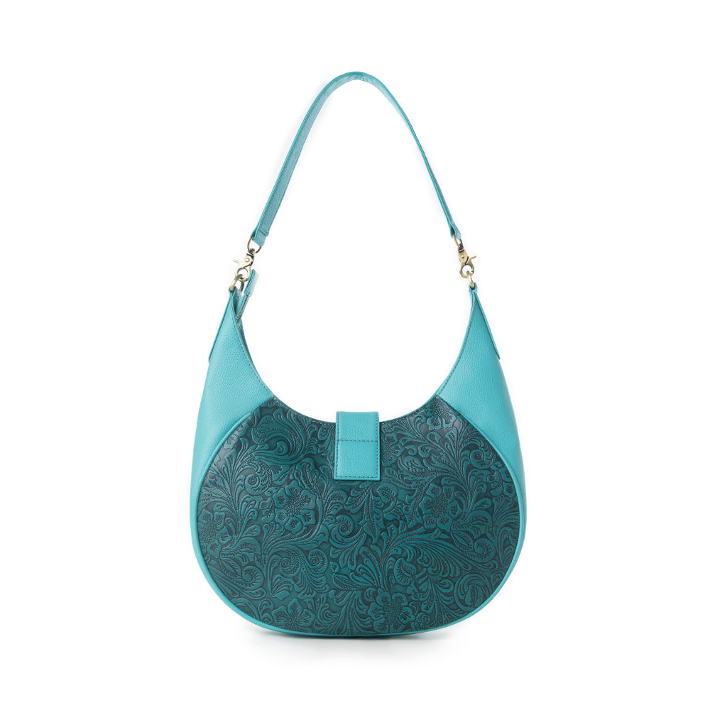 Myra Alanna Embossed Leather Bag in Prairie Aqua - Myra USA