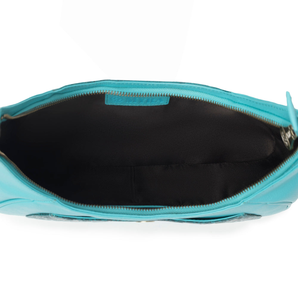 Myra Alanna Embossed Leather Bag in Prairie Aqua - Myra USA