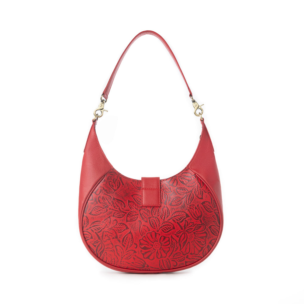Myra Alanna Embossed Leather Bag in Wild Cherry - Myra USA