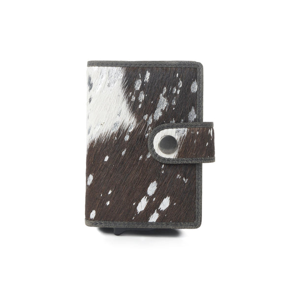 Myra Monsoon Ink Hairon Leather Credit Card Holder in Dust Black - Myra USA