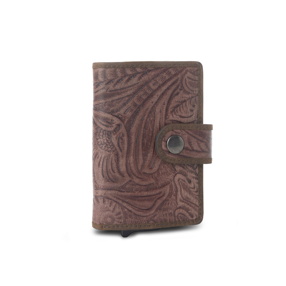 Myra Laredo Trail Leather Credit Card Holder in Smoky Walnut - Myra USA