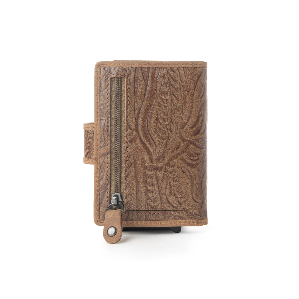 Myra Vintage Savanna Leather Credit Card Holder in Oak Brown - Myra USA