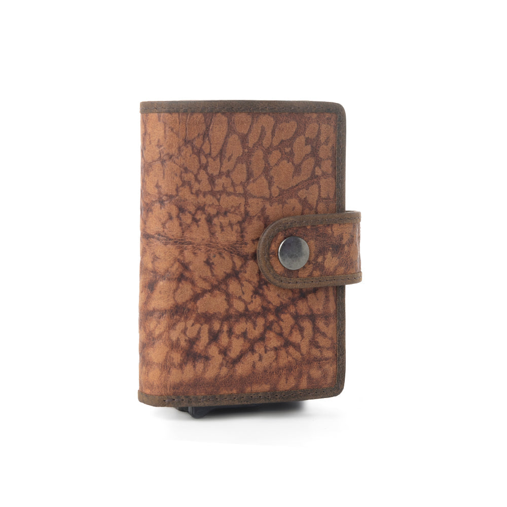 Myra Rugged Raven Leather Credit Card Holder in Canyon Amber - Myra USA