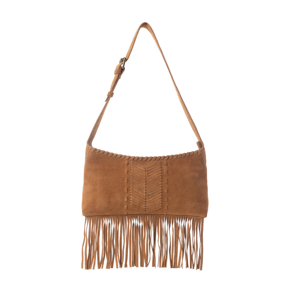 Myra Sierra Suede Fringed Leather Bag in Western Tan - Myra USA