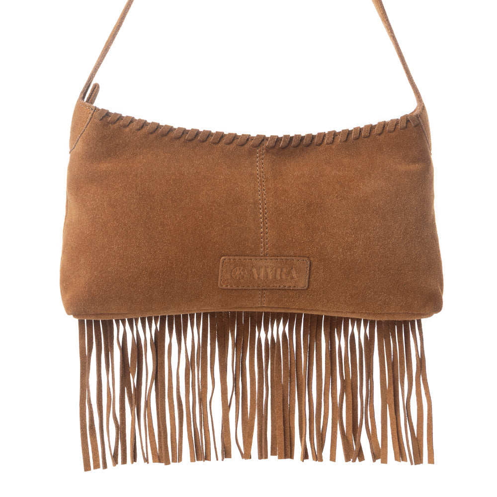 Myra Sierra Suede Fringed Leather Bag in Western Tan - Myra USA