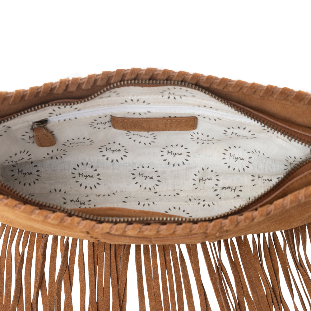 Myra Sierra Suede Fringed Leather Bag in Western Tan - Myra USA