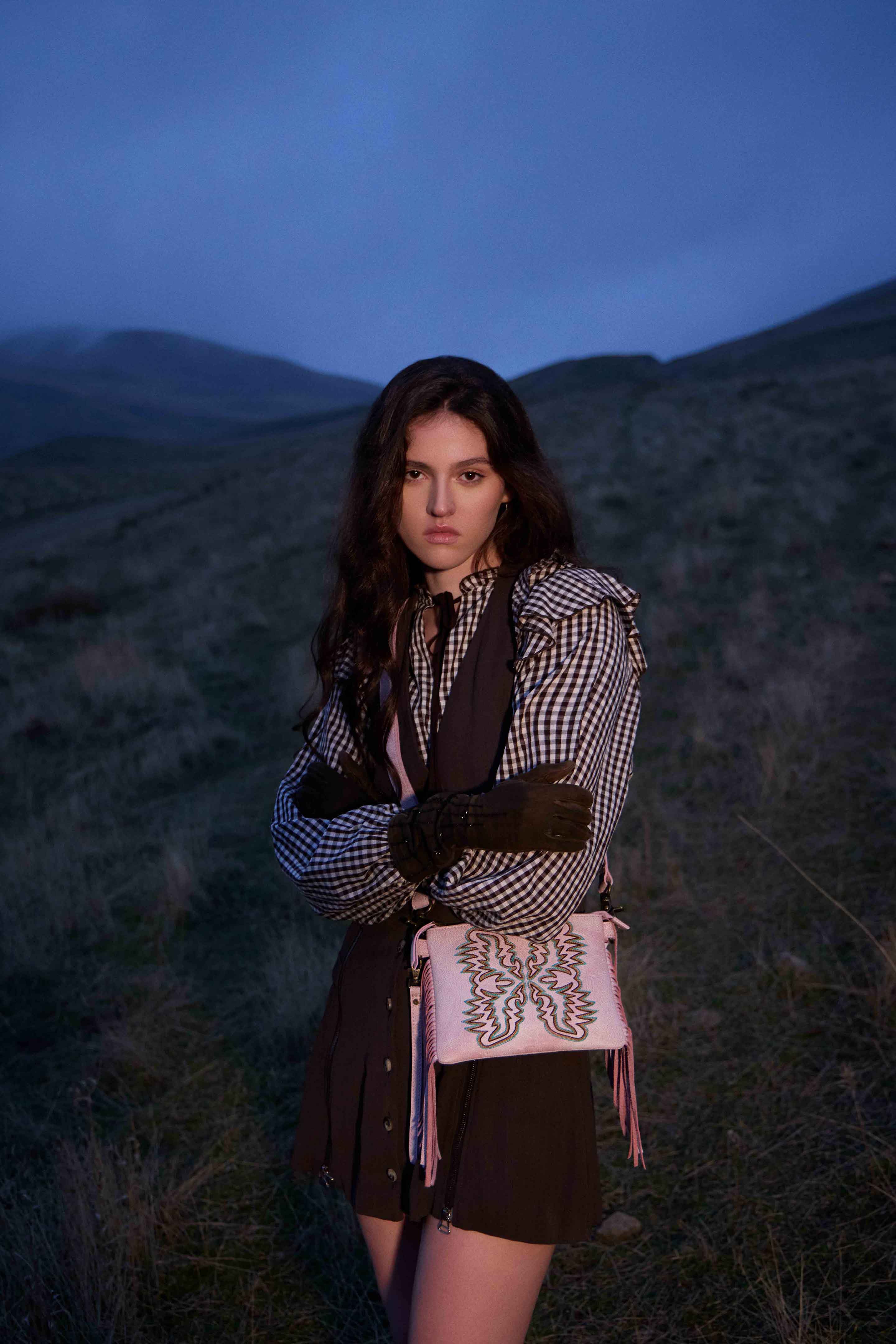 Myra ThunderFly Fringed Leather Bag in Sundown Blush