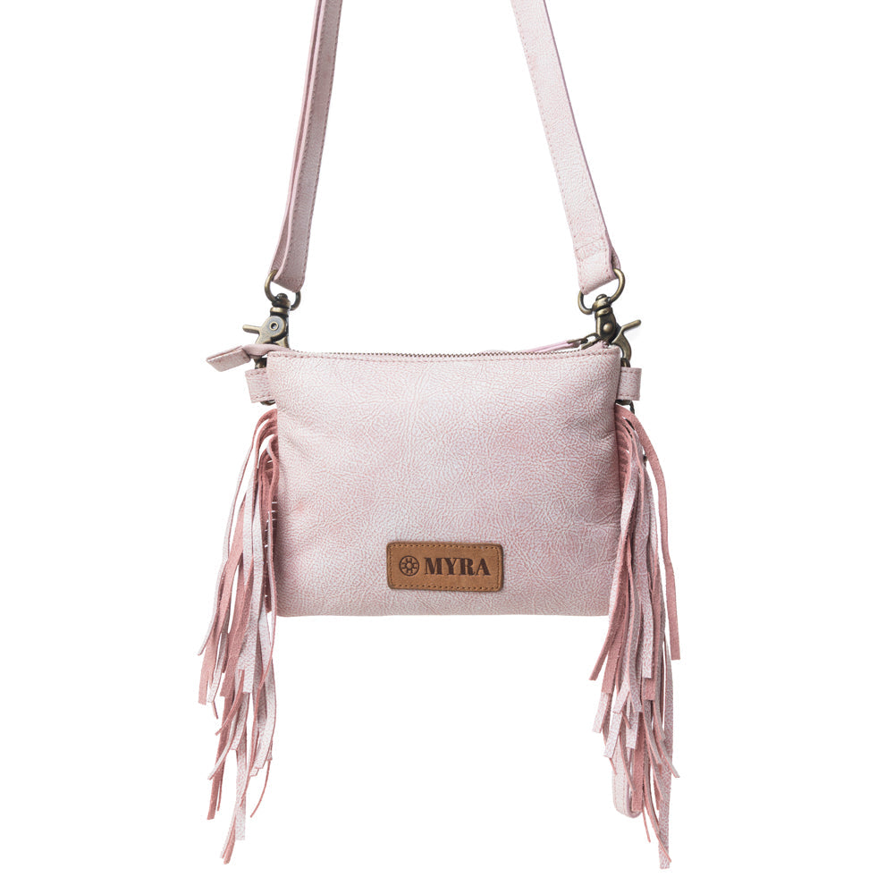 Myra ThunderFly Fringed Leather Bag in Sundown Blush - Myra USA