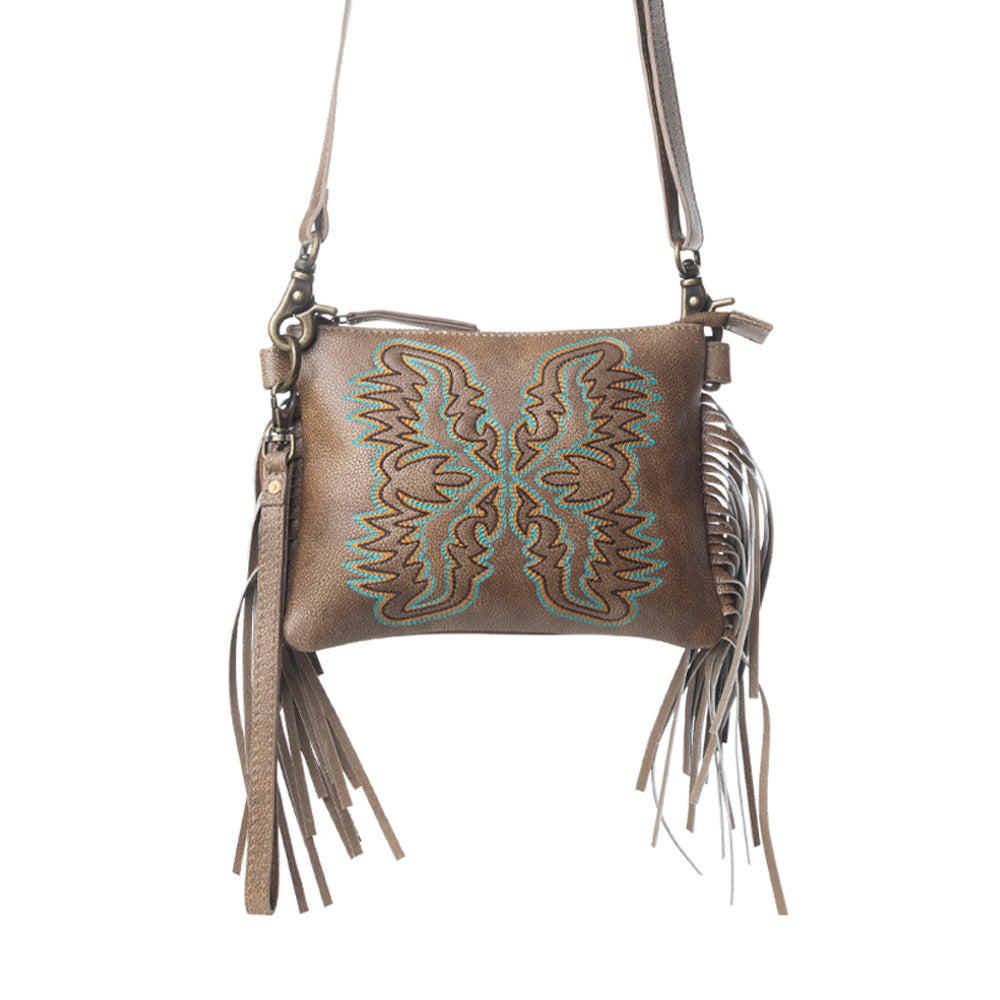 Myra ThunderFly Fringed Leather Bag in Mojave Brown - Myra USA