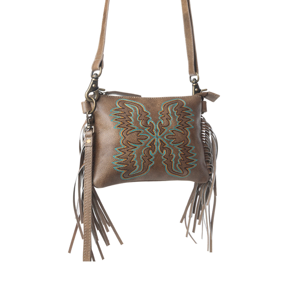 Myra ThunderFly Fringed Leather Bag in Mojave Brown - Myra USA
