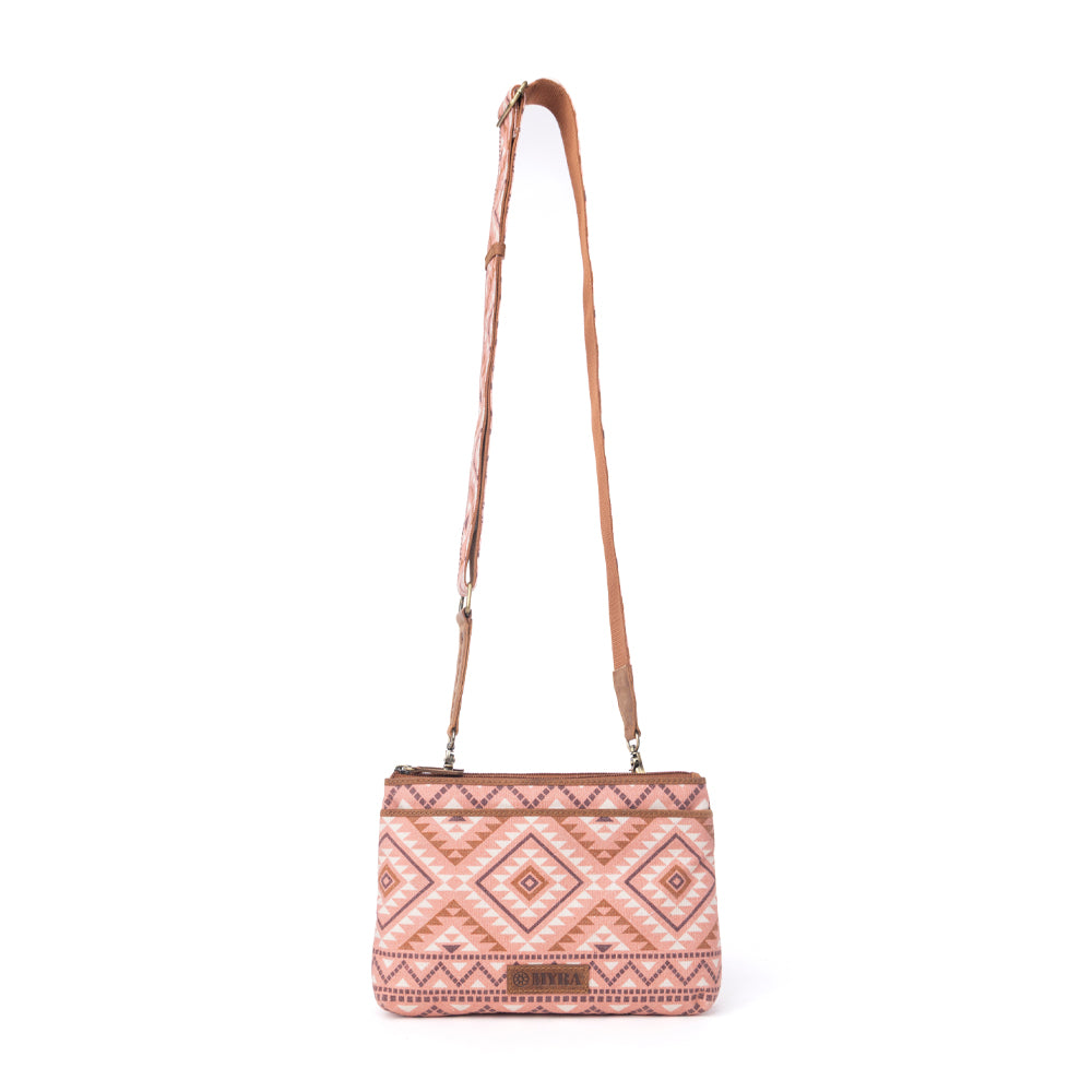 Myra Tribal Hollow Cotton & Leather Crossbody Bag in Terra Cider - Myra USA