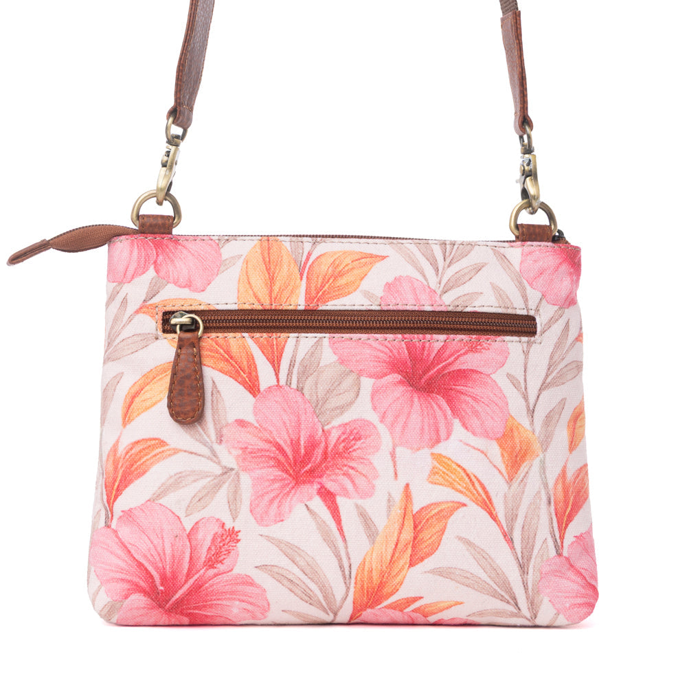 Myra Maple Ridge Cotton & Leather Crossbody Bag in Rose Petal - Myra USA