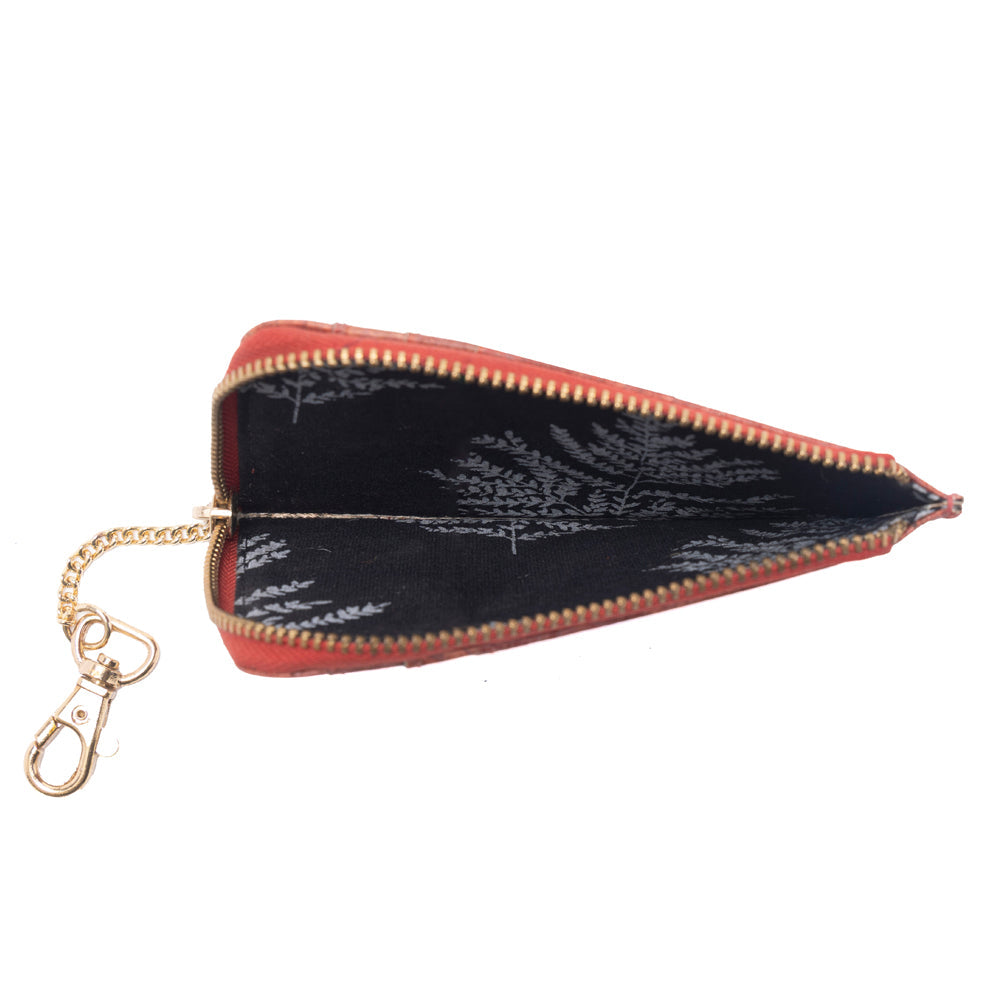 Myra Summer Grove Embossed Leather Credit Card Holder in Burnt Crimson - Myra USA