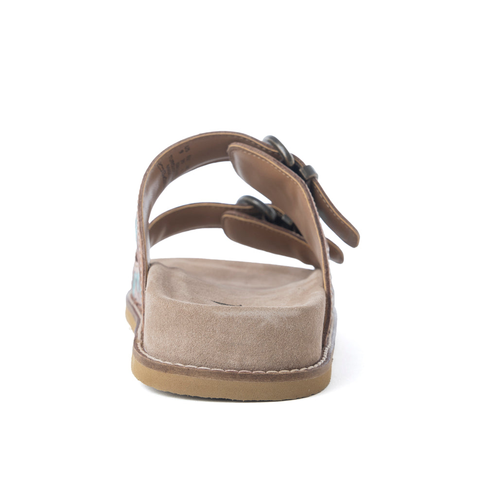 Myra Meadow Sky Handtooled Leather Sandals in Sagewave Blue - Myra USA