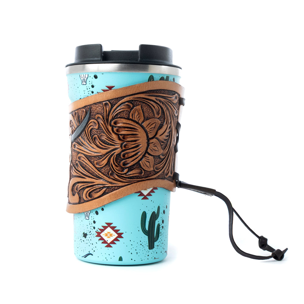 Western Trail Brew Stainless Steel Mug in Cactus Geometry