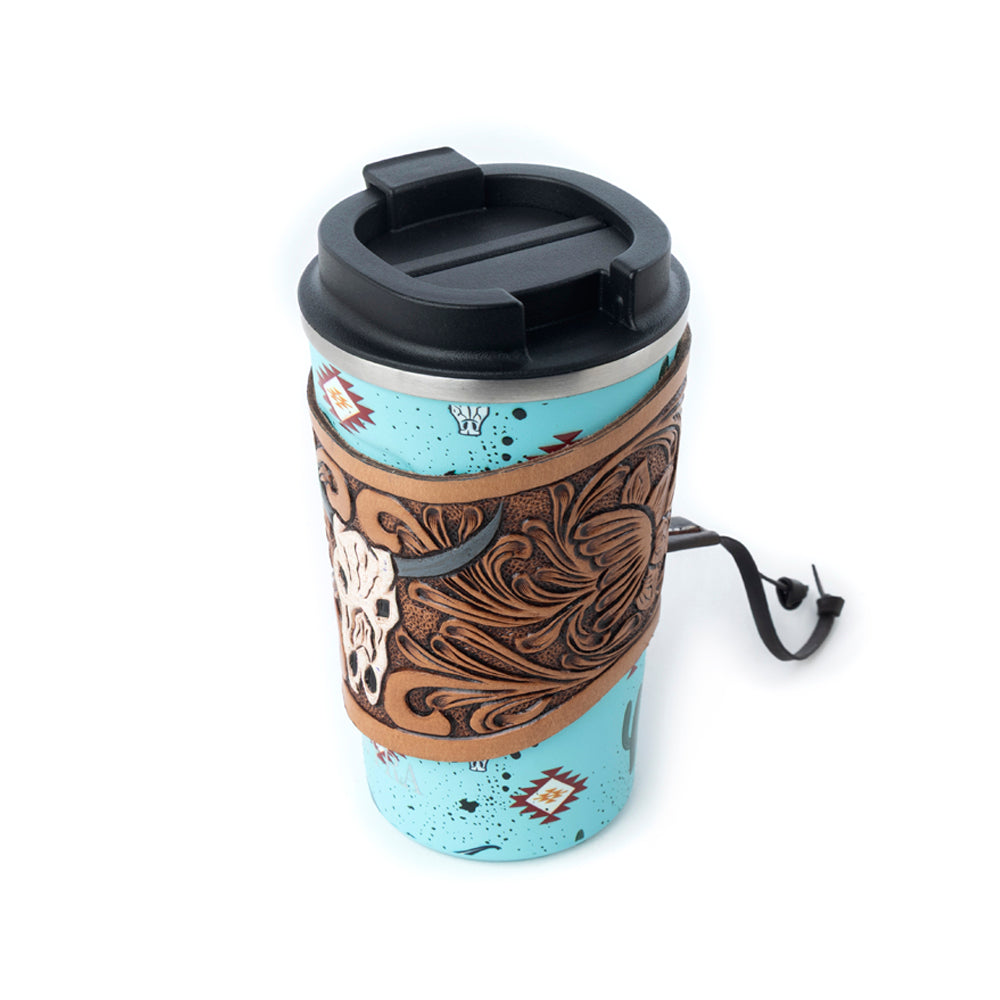 Western Trail Brew Stainless Steel Mug in Cactus Geometry