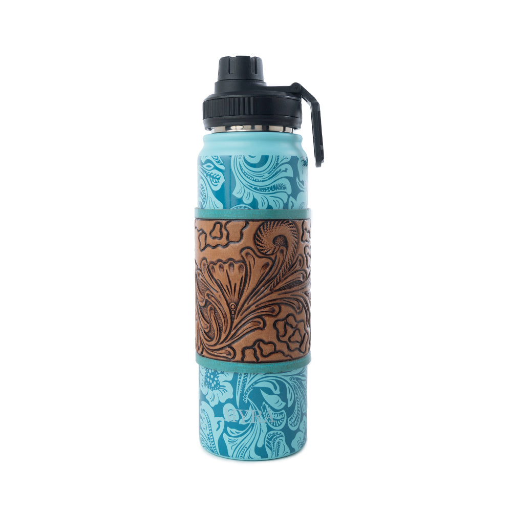 Moo & Bloom Stainless Steel Water Bottle in Turquoise