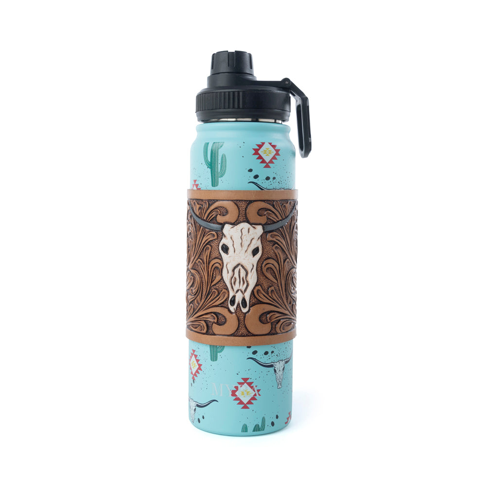 Moo & Bloom Stainless Steel Water Bottle in Cactus Geometry - Myra USA