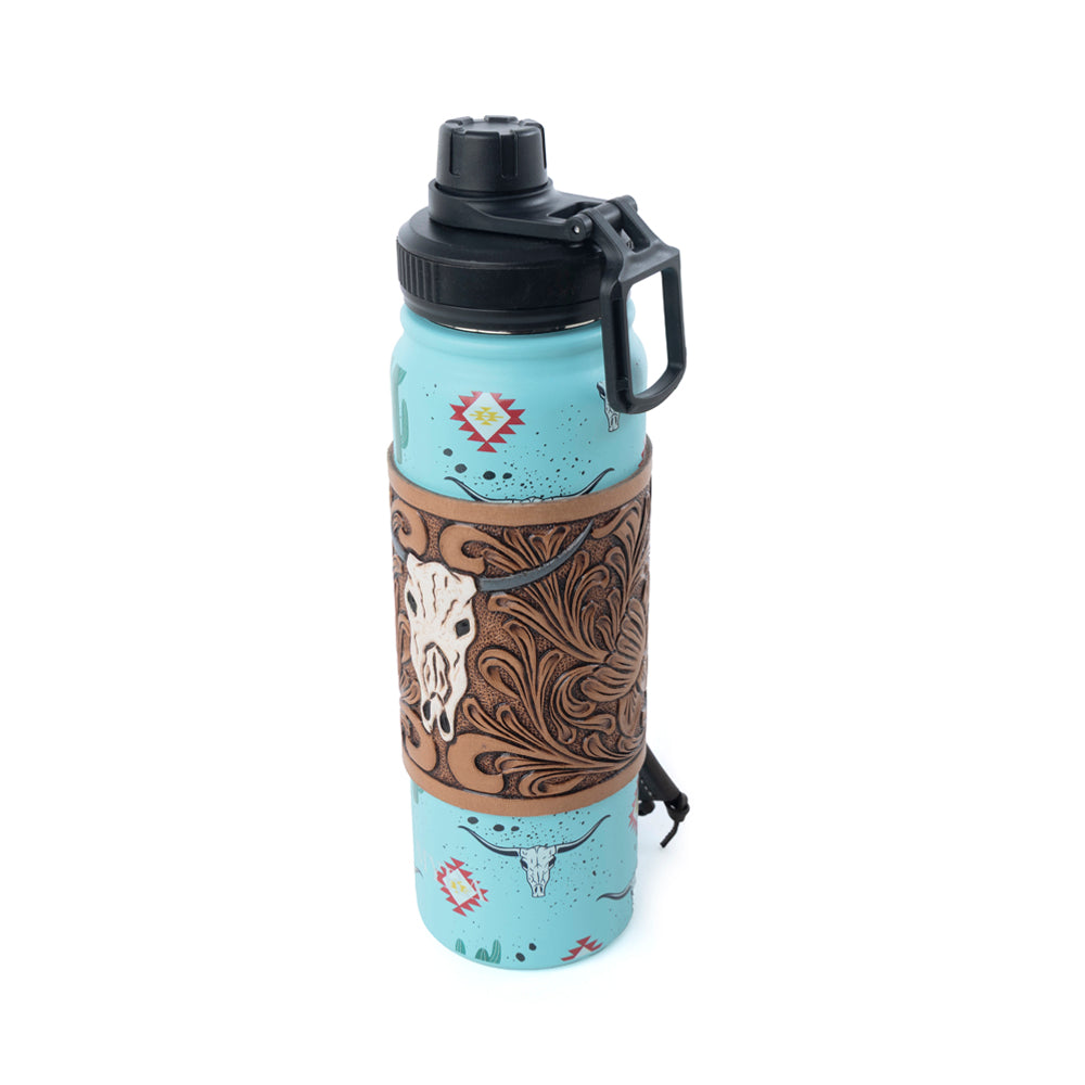 Moo & Bloom Stainless Steel Water Bottle in Cactus Geometry - Myra USA