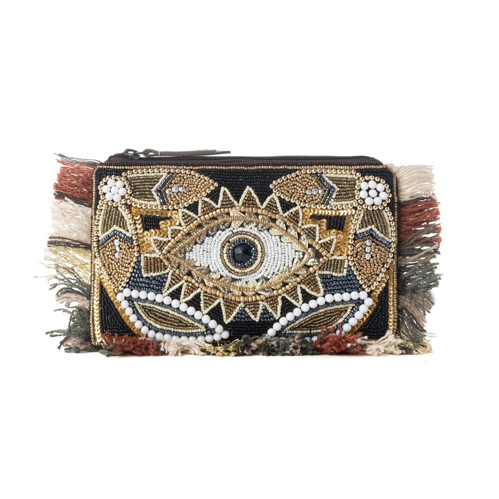 Myra Eye of the Storm Beaded Pouch in Desert Black - Myra USA
