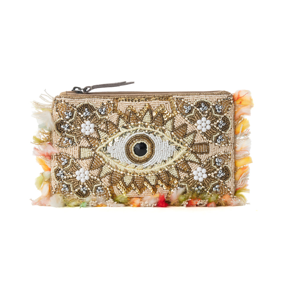 Myra Eye of the Storm Beaded Pouch in Gold Gaze - Myra USA