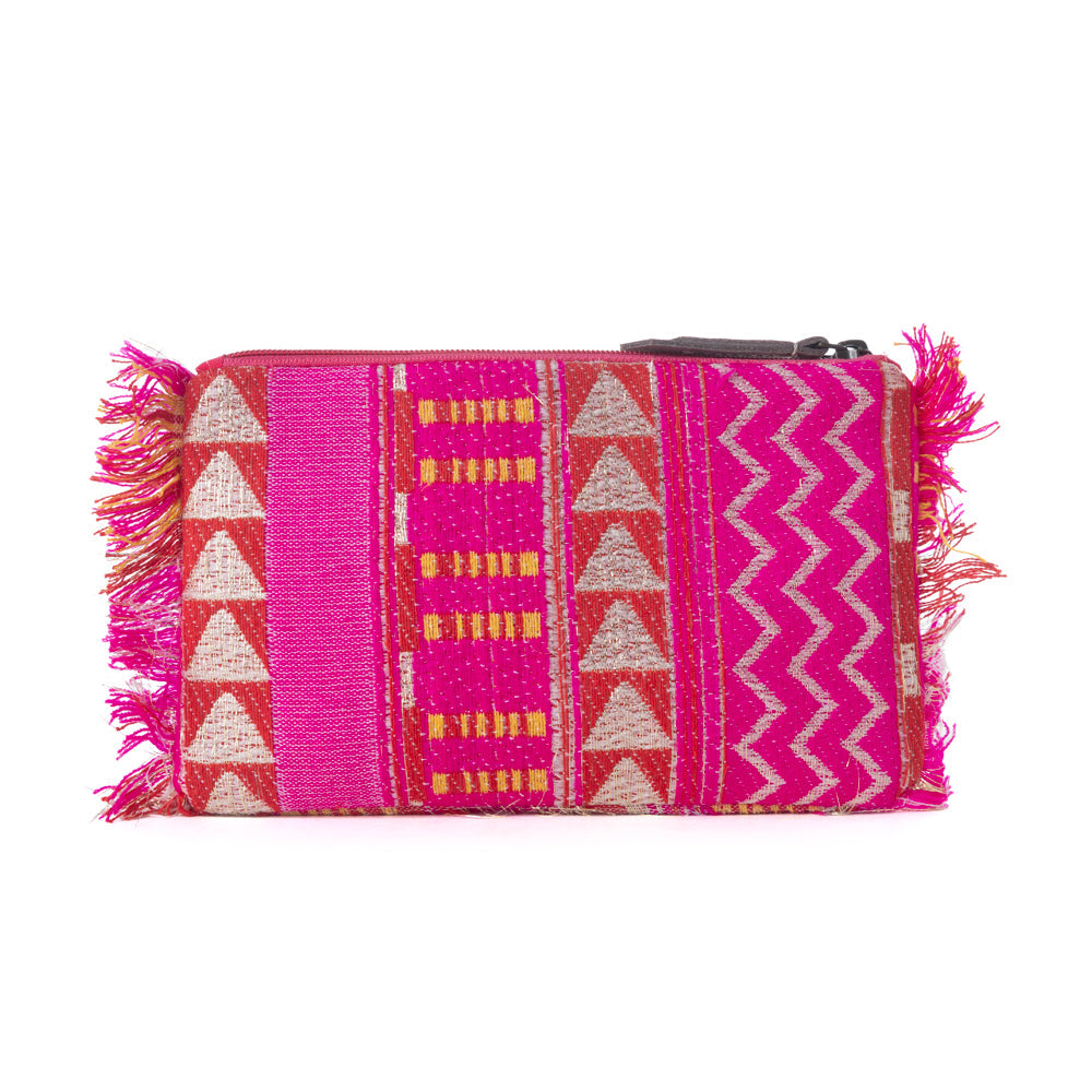 Myra Eye of the Storm Beaded Pouch in Pink Mirage - Myra USA