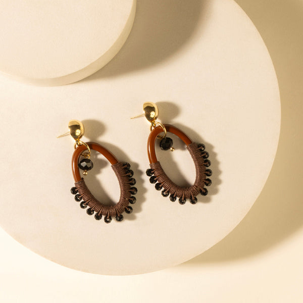 Myra Loom ovals earrings in brown - Myra USA