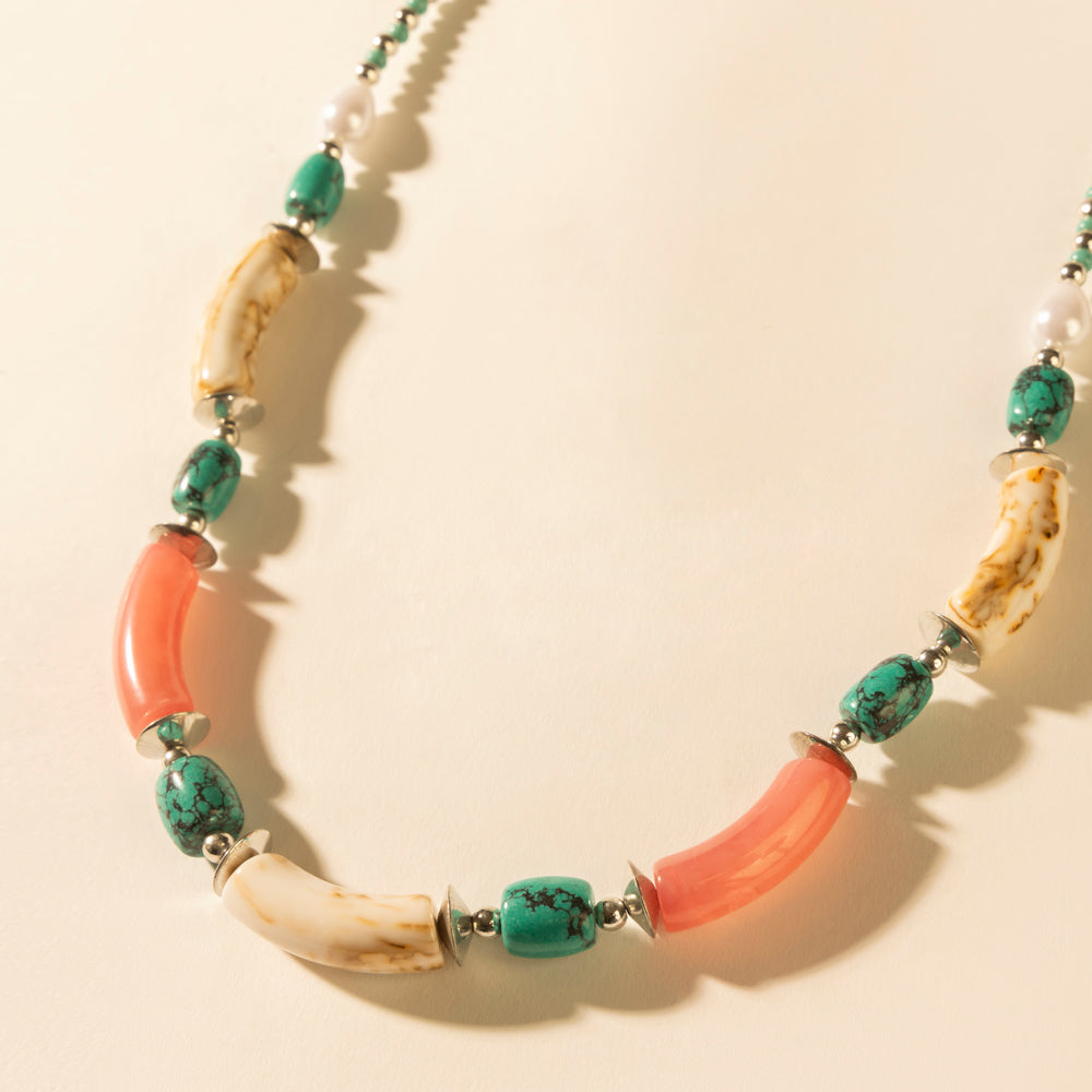 Myra Amber Fire and Blue Sky Necklace in Turquoise - Myra USA