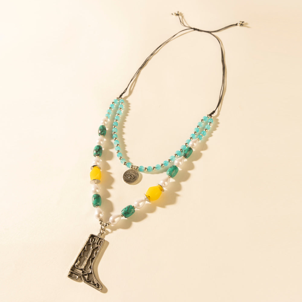 Myra The Long Walk Layered Necklace in Turquoise - Myra USA