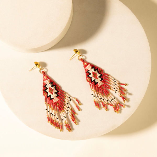 Myra Starfall Fringe Earrings in Rust Ember - Myra USA
