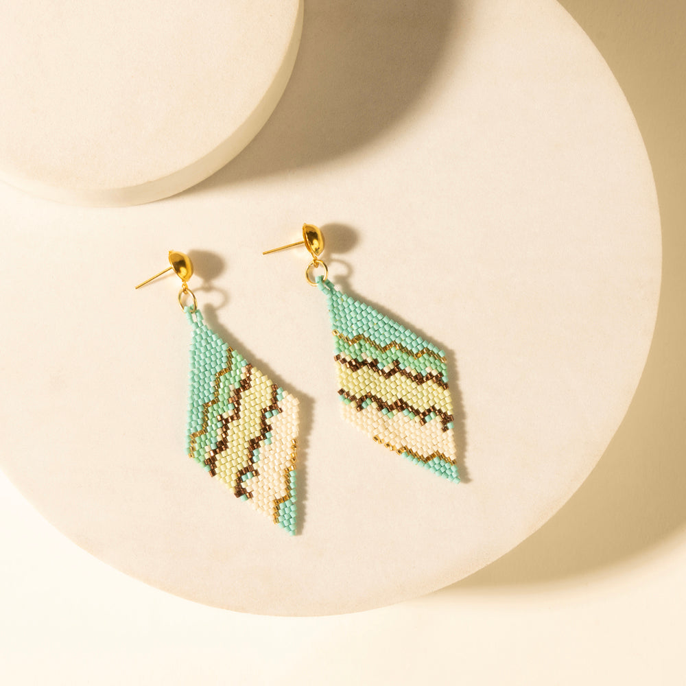 Myra Cactus Silk Chevron Drops in Turquoise - Myra USA