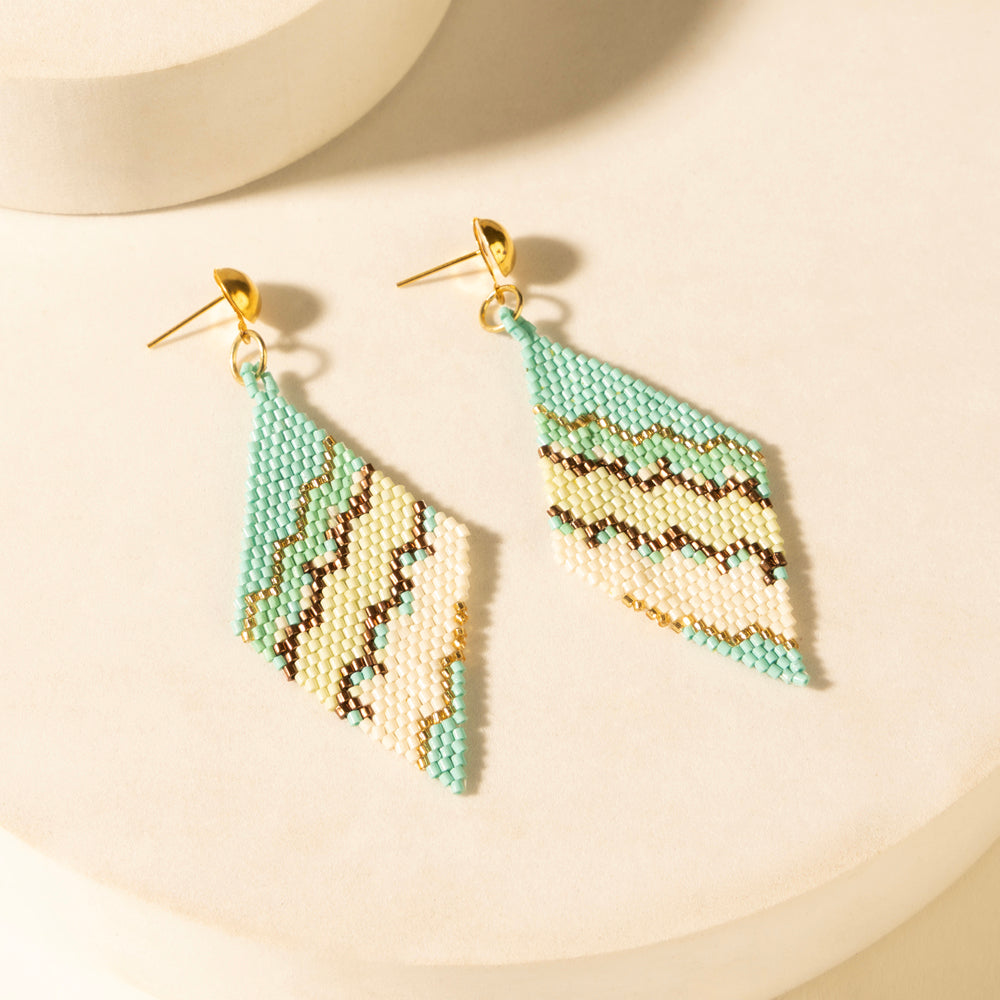 Myra Cactus Silk Chevron Drops in Turquoise - Myra USA