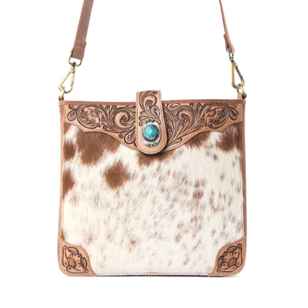 Myra Maple Creek Handtooled Bag in Sandroot Brown - Myra USA