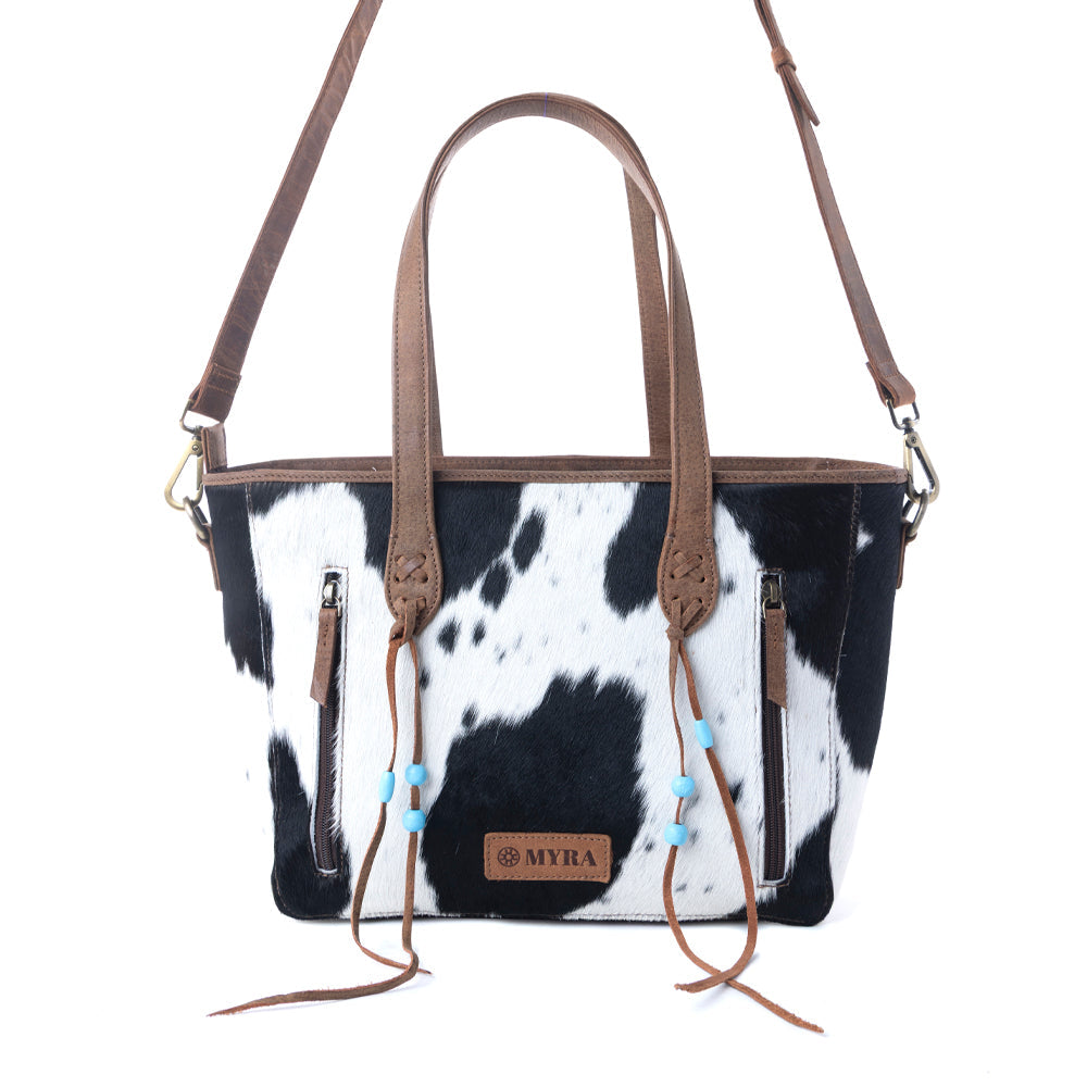 Myra Saddle Crestfall Handtooled Bag in Cowhide Frost - Myra USA
