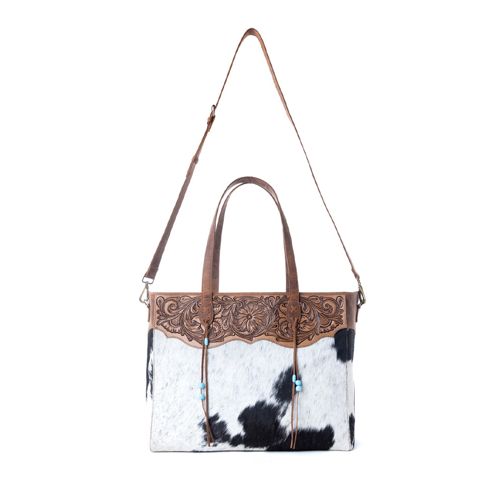 Myra Hearthwind Handtooled Bag in Onyx Frost - Myra USA