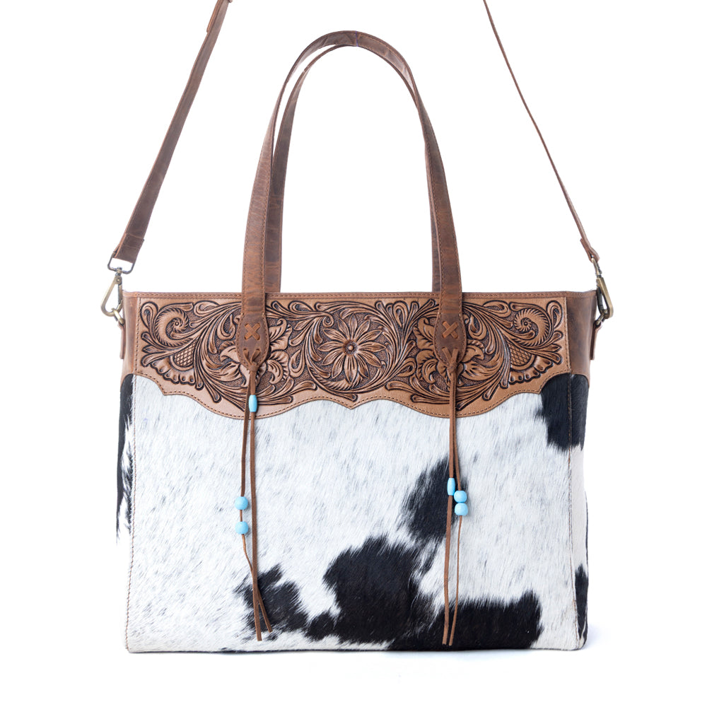 Myra Hearthwind Handtooled Bag in Onyx Frost - Myra USA
