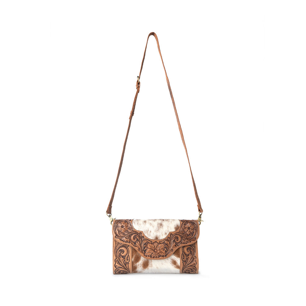 Myra Vinebloom Carve Handtooled Bag in Sienna Frost - Myra USA