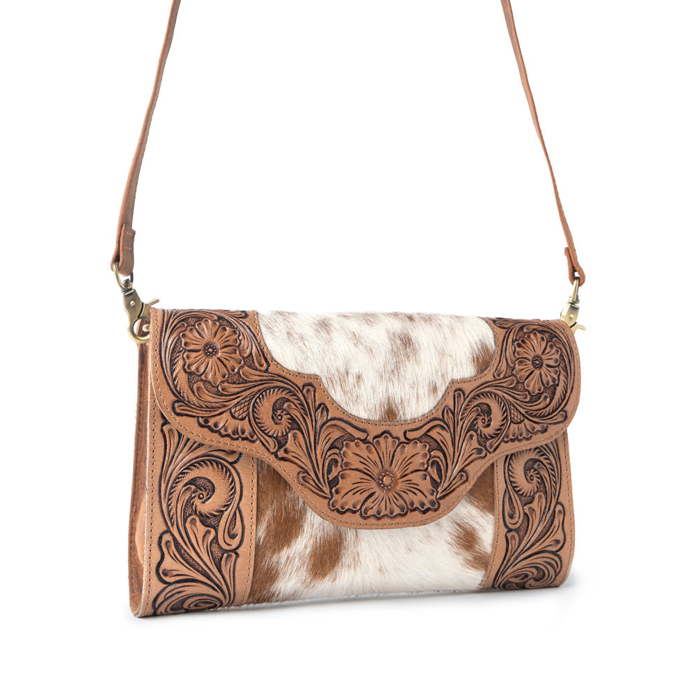 Myra Vinebloom Carve Handtooled Bag in Sienna Frost - Myra USA