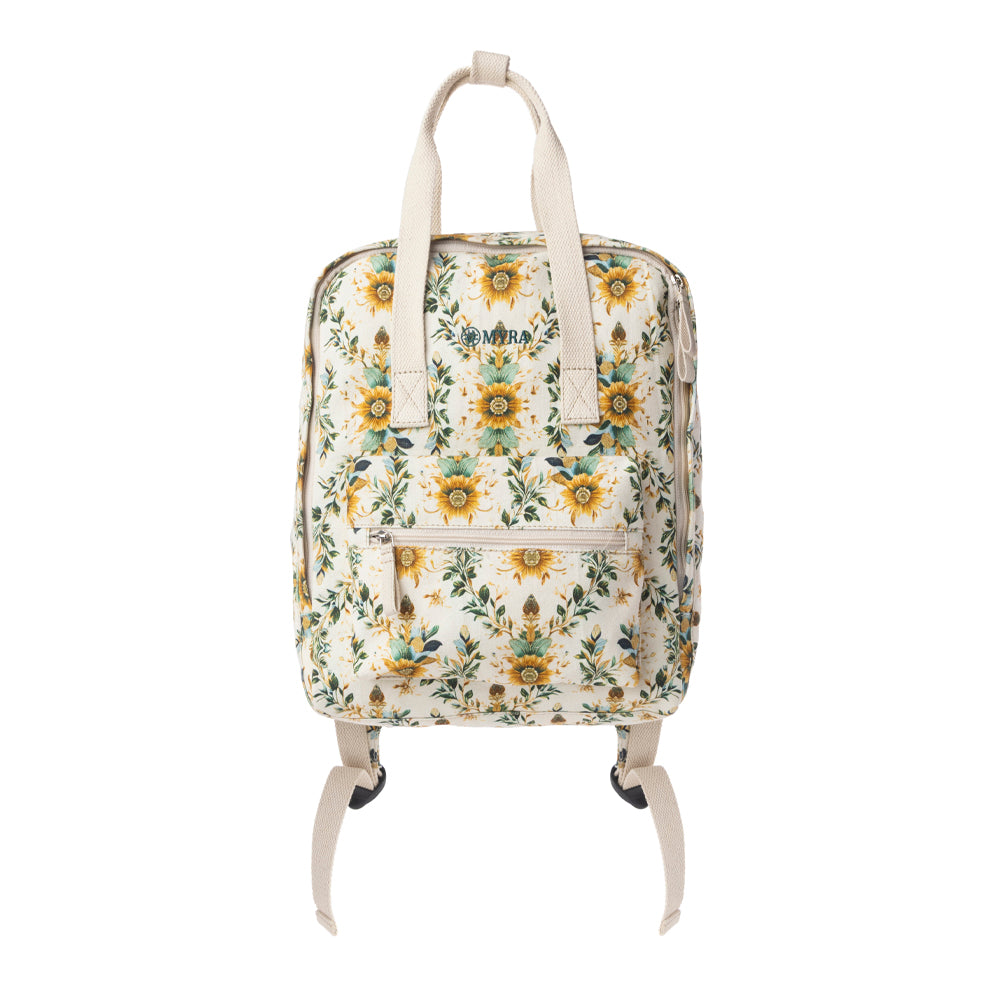 Myra Pine Meadow Cotton & Leather Crossbody Bag in Mustard Cream - Myra USA