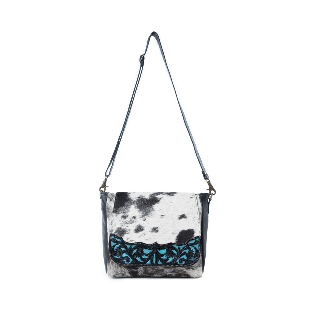 Myra Sagebrush Vale Hairon Leather Concealed Carry Bag in Onyx Frost - Myra USA