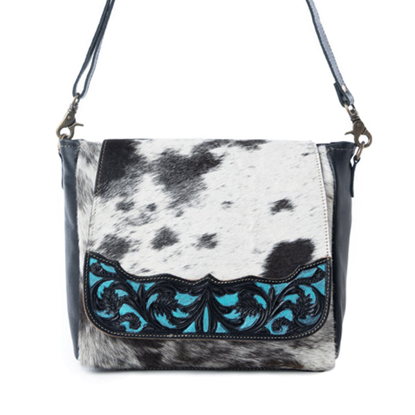 Myra Sagebrush Vale Hairon Leather Concealed Carry Bag in Onyx Frost - Myra USA