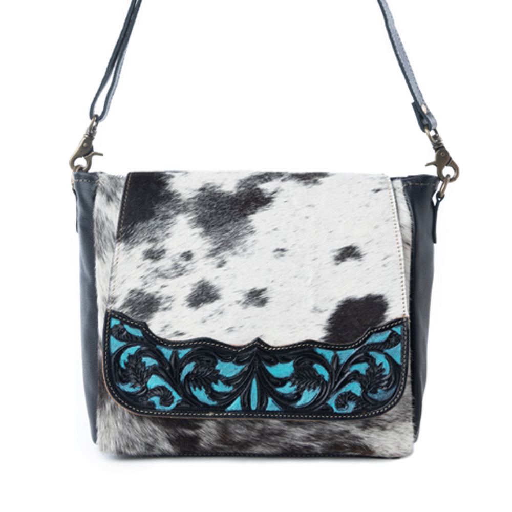 Myra Sagebrush Vale Hairon Leather Concealed Carry Bag in Onyx Frost - Myra USA