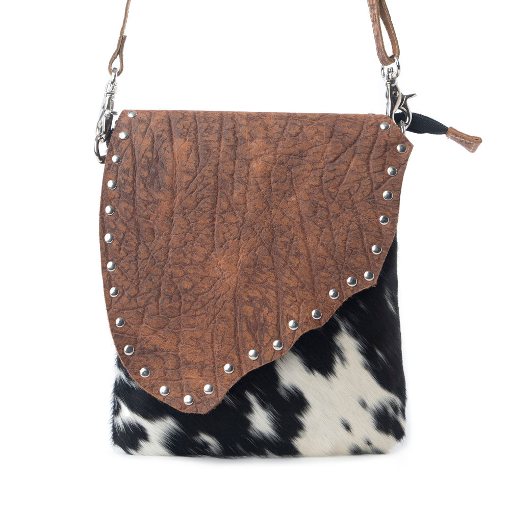 Myra Stonebrook Canvas & Hairon Bag in Spotted Ivory - Myra USA