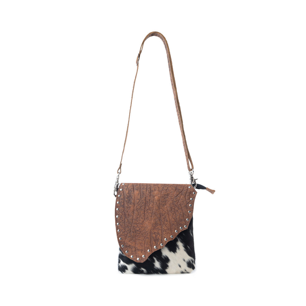 Myra Stonebrook Canvas & Hairon Bag in Spotted Ivory - Myra USA