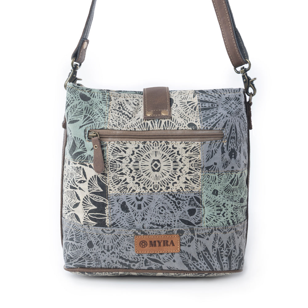 Myra Willow Trace Canvas & Hairon Bag in Geo Sage - Myra USA