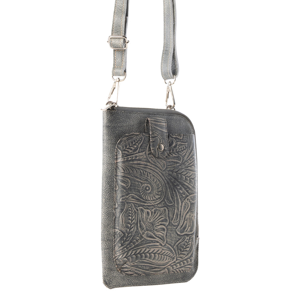 Coyote Bloom Embossed mini sling for Women in sage with floral detail - Myra USA