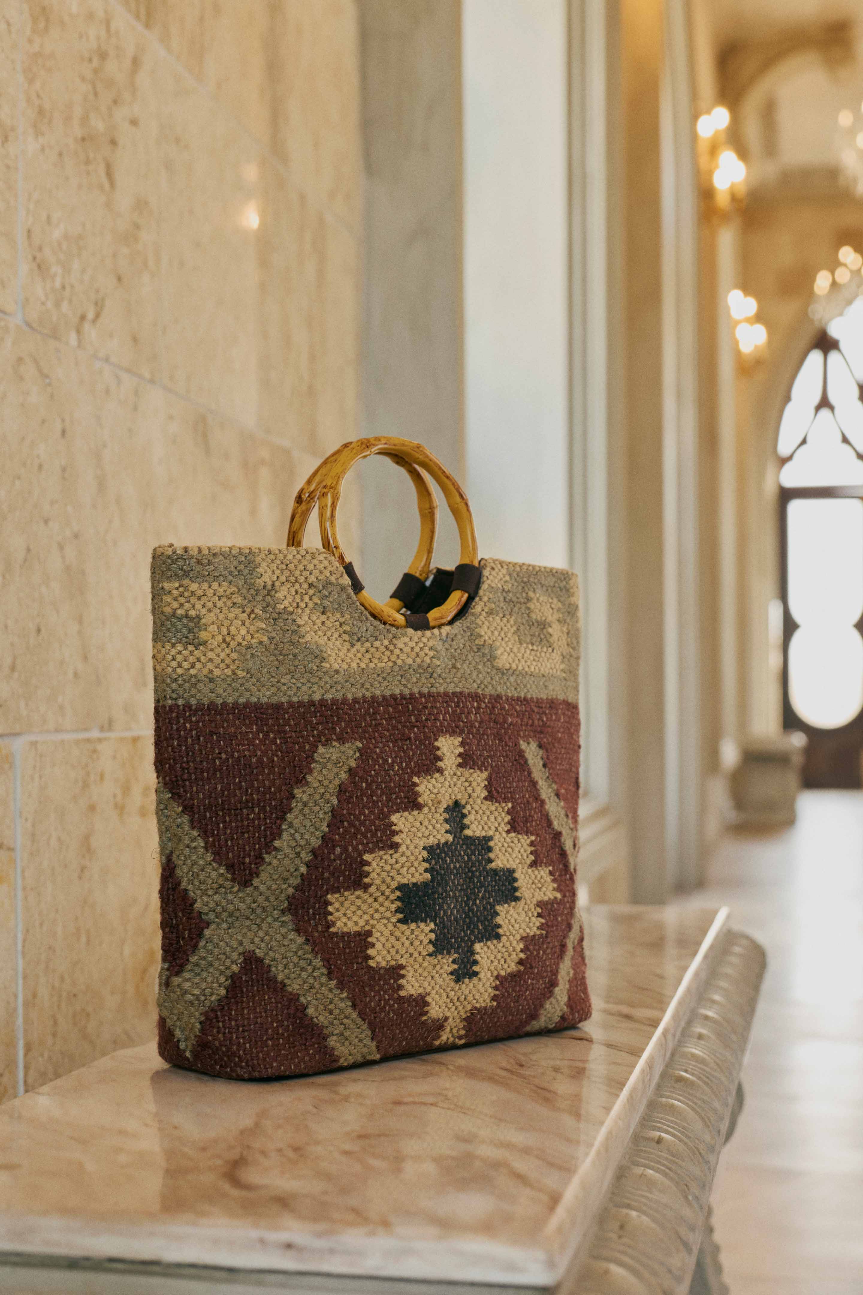 Myra Desert Loom Jute Tote Bag in Harvest Clay - Myra USA