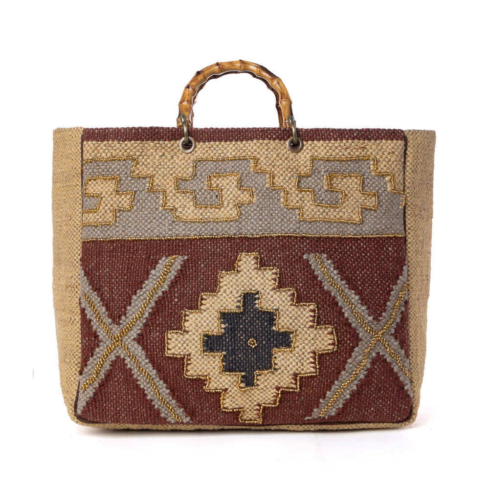 Myra Desert Loom Jute Weekender Bag in Saffron Dune - Myra USA
