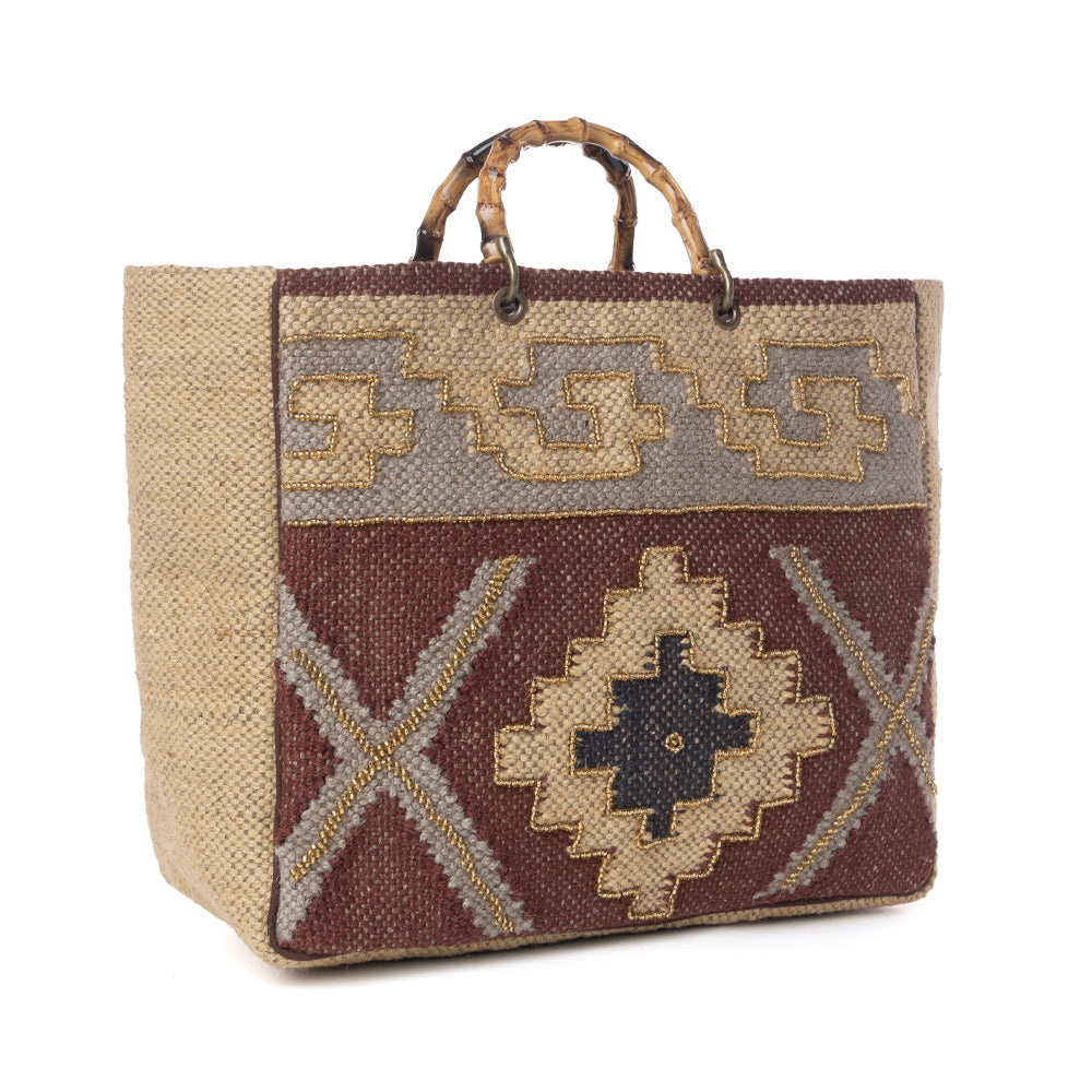 Myra Desert Loom Jute Weekender Bag in Saffron Dune - Myra USA