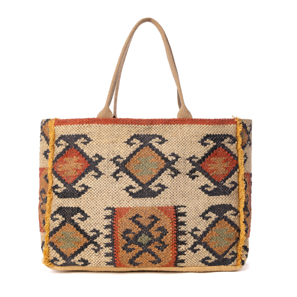Myra Desert Loom Jute Weekender Bag in Sunbaked Aureate - Myra USA